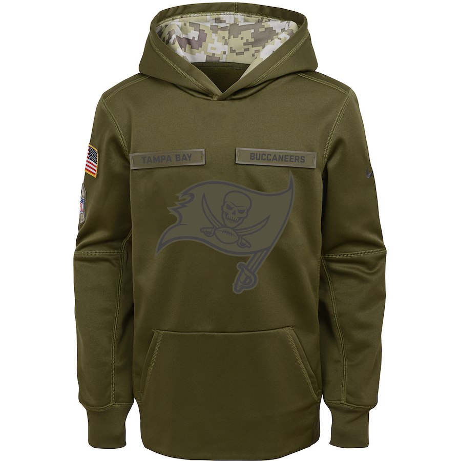 Youth Tampa Bay Buccaneers Olive Salute To Service Pullover Performance NFL Hoodie